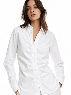 Dress Barn White Cotton Blouse Size M